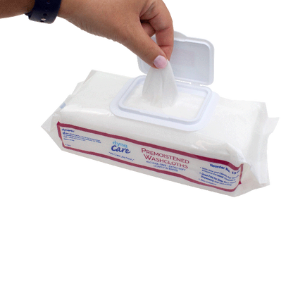 Dynarex Premoistened Adult Washcloths, 9" x 13" Soft Pack ReFill, 8pks/case (512 Count)