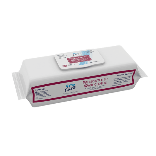 Dynarex DynaCare Premoistened Adult Washcloths, 8" x 12" Soft Pack Refill, 12pks/case (600 Count)