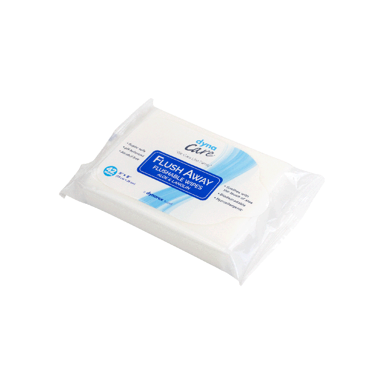 DynaCare Flushable Wipes - Junior, 5" x 8" Soft Pack, 12pks/case (504 Count)
