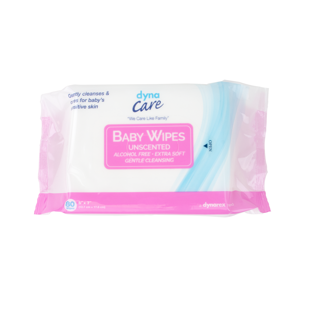 DynaCare Baby Wipes unscented w/ Plastic Lid, 5" x 7", 24pks/case (1920 Count)