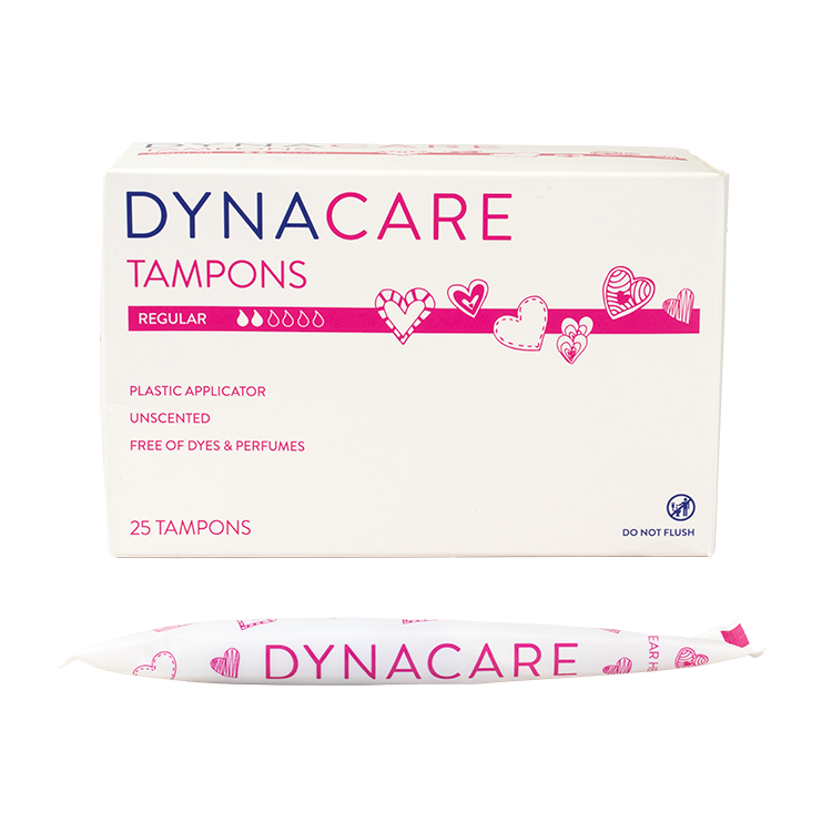 Dynarex Regular Tampons Plastic Applicator, 6-9gr absorbency, 25ea/bx, 9bxs/case (225 Count)