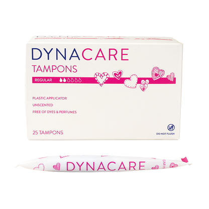 Dynarex Regular Tampons Plastic Applicator, 6-9gr absorbency, 25ea/bx, 9bxs/case (225 Count)