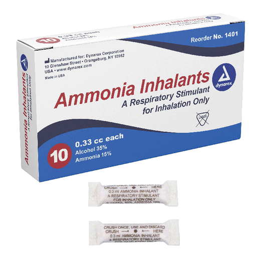 Dynarex Ammonia Inhalants (Ampule), 0.33cc, 10ea/bx, 50bxs/case (500 Count)