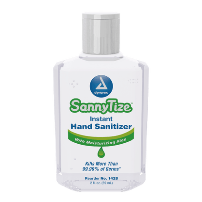 Dynarex Instant Hand Sanitizer, 2 oz. Square Bottle, 24bot/bx, 6bxs/case (144 Count)
