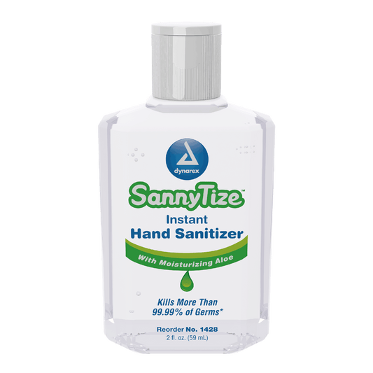 Dynarex Instant Hand Sanitizer, 2 oz. Square Bottle, 24bot/bx, 6bxs/case (144 Count)