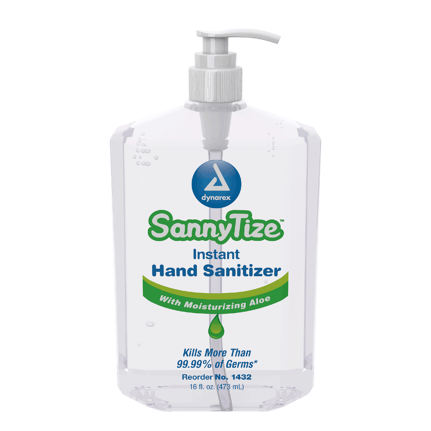 Dynarex SannyTize Instant Hand Sanitizer, 16 oz. Square Pump, 12bot/case (12 Count)