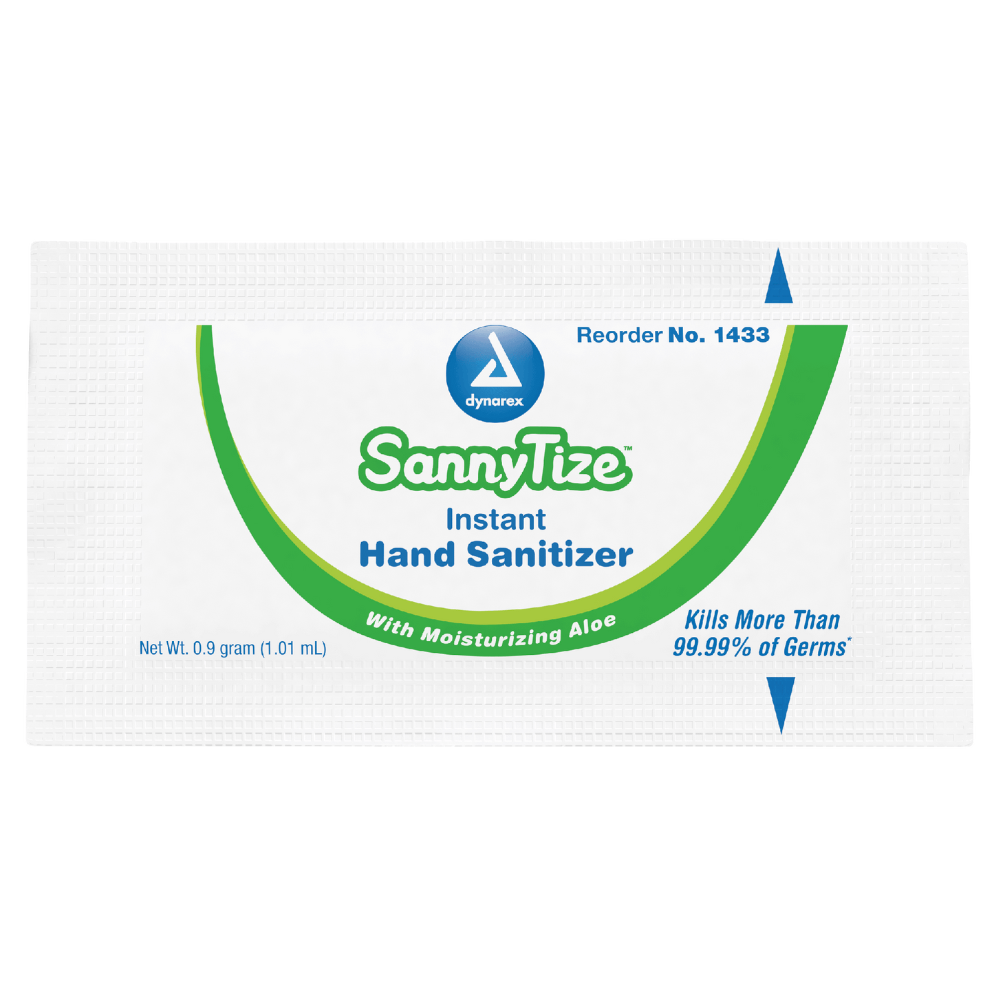 Dynarex SannyTize Instant Hand Sanitizer, 0.9 g Packet, 144ea/bx, 12bxs/case (1728 Count)