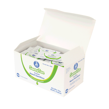 Dynarex SannyTize Instant Hand Sanitizer, 0.9 g Packet, 144ea/bx, 12bxs/case (1728 Count)