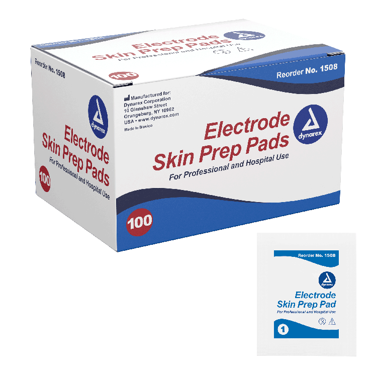 Dynarex Electrode Skin Prep Pad, 100ea/bx, 10bxs/case (1000 Count)