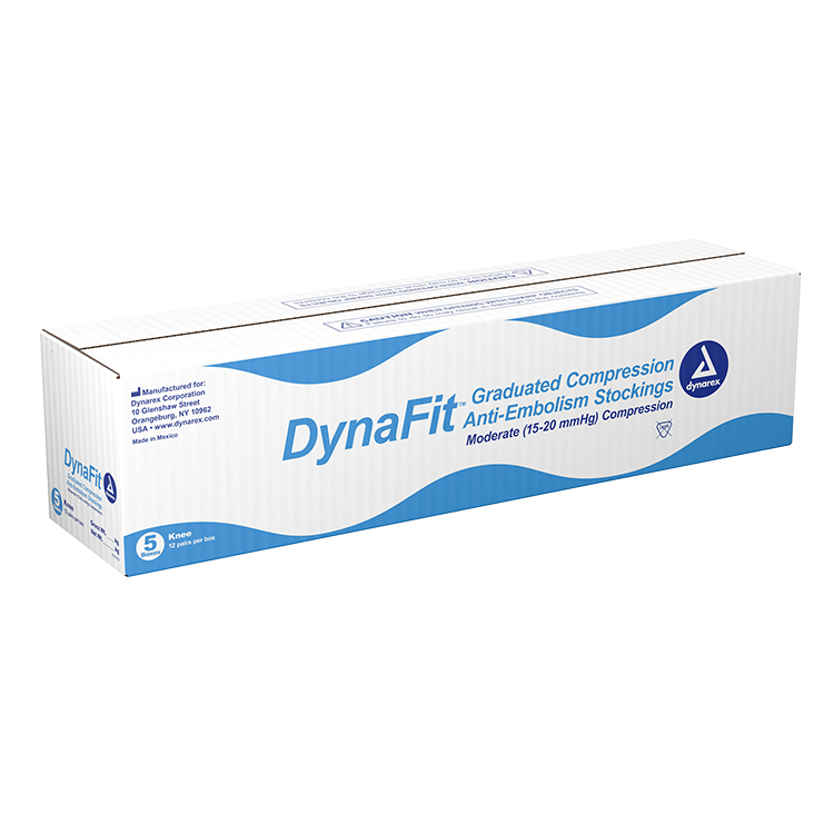 Dynarex DynaFit Compression Stockings - Knee, Medium, 12pairs/bx, 5bxs/case (60 Pairs)