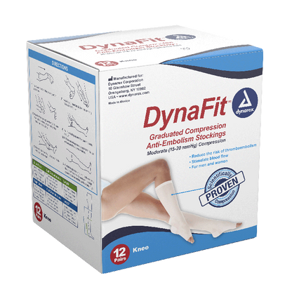 Dynarex DynaFit Compression Stockings - Knee, X-Large, 12pairs/bx, 5bxs/case (60 Pairs)