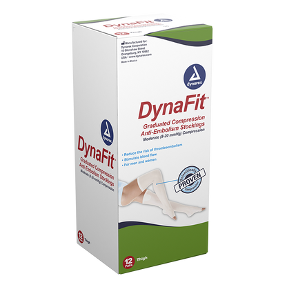 Dynarex DynaFit Compression Stockings - Thigh, Small, 12pairs/bx, 5bxs/case (60 Pairs)