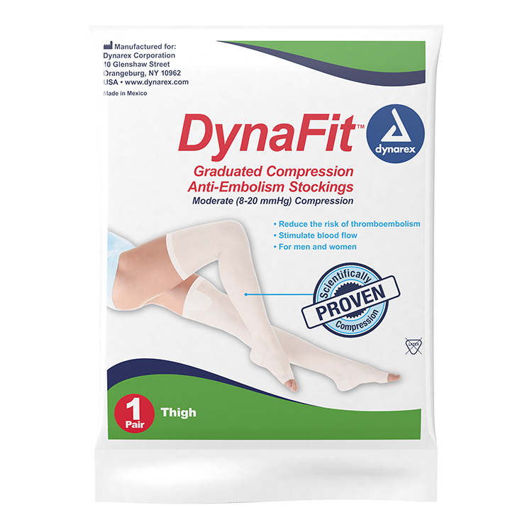 Dynarex DynaFit Compression Stockings - Thigh, Large, 12pairs/bx, 5bxs/case (60 Pairs)