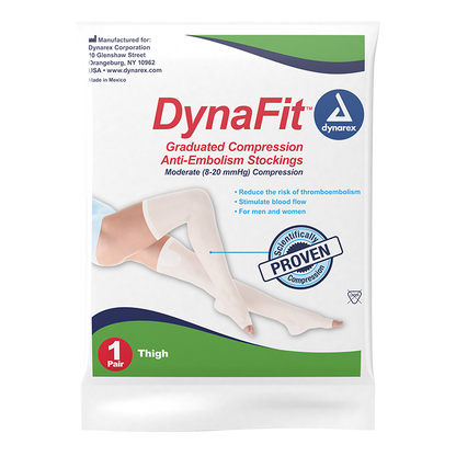 Dynarex DynaFit Compression Stockings - Thigh, Large, 12pairs/bx, 5bxs/case (60 Pairs)
