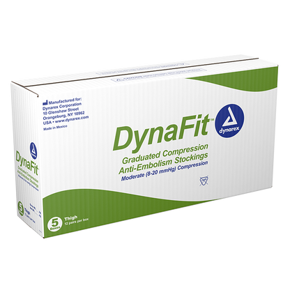 Dynarex DynaFit Compression Stockings - Thigh, X-Large, 12pairs/bx, 5bxs/case (60 Pairs)