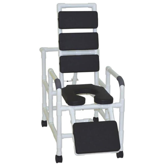 MJM International 193-SSDE-TP Reclining Padding Shower Chair With Open Front Soft Seat And Elevated Leg Extension, 325 Lbs Weight Capacity