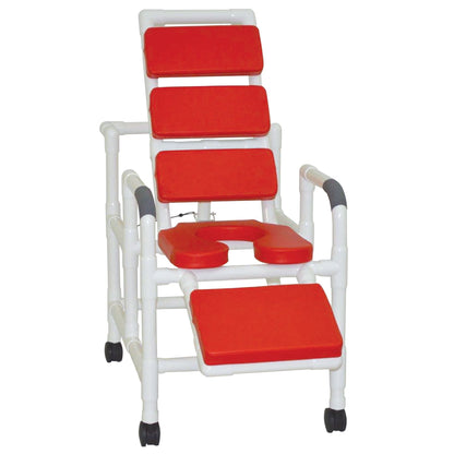MJM International 193-SSDE-TP Reclining Padding Shower Chair With Open Front Soft Seat And Elevated Leg Extension, 325 Lbs Weight Capacity