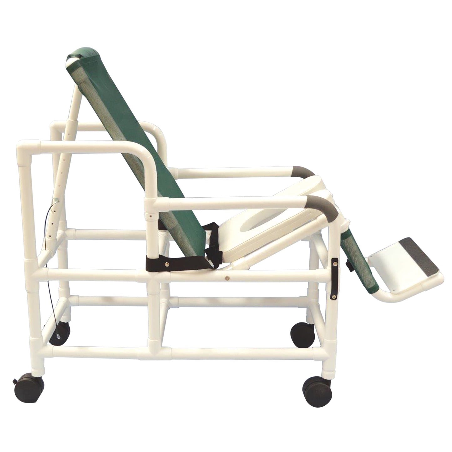 MJM International 193-TIS Tilt "N" Space Shower Chair With Open Front Soft Seat, Buckle Safety Belt, Double Drop Arms, 250 Lbs Weight Capacity