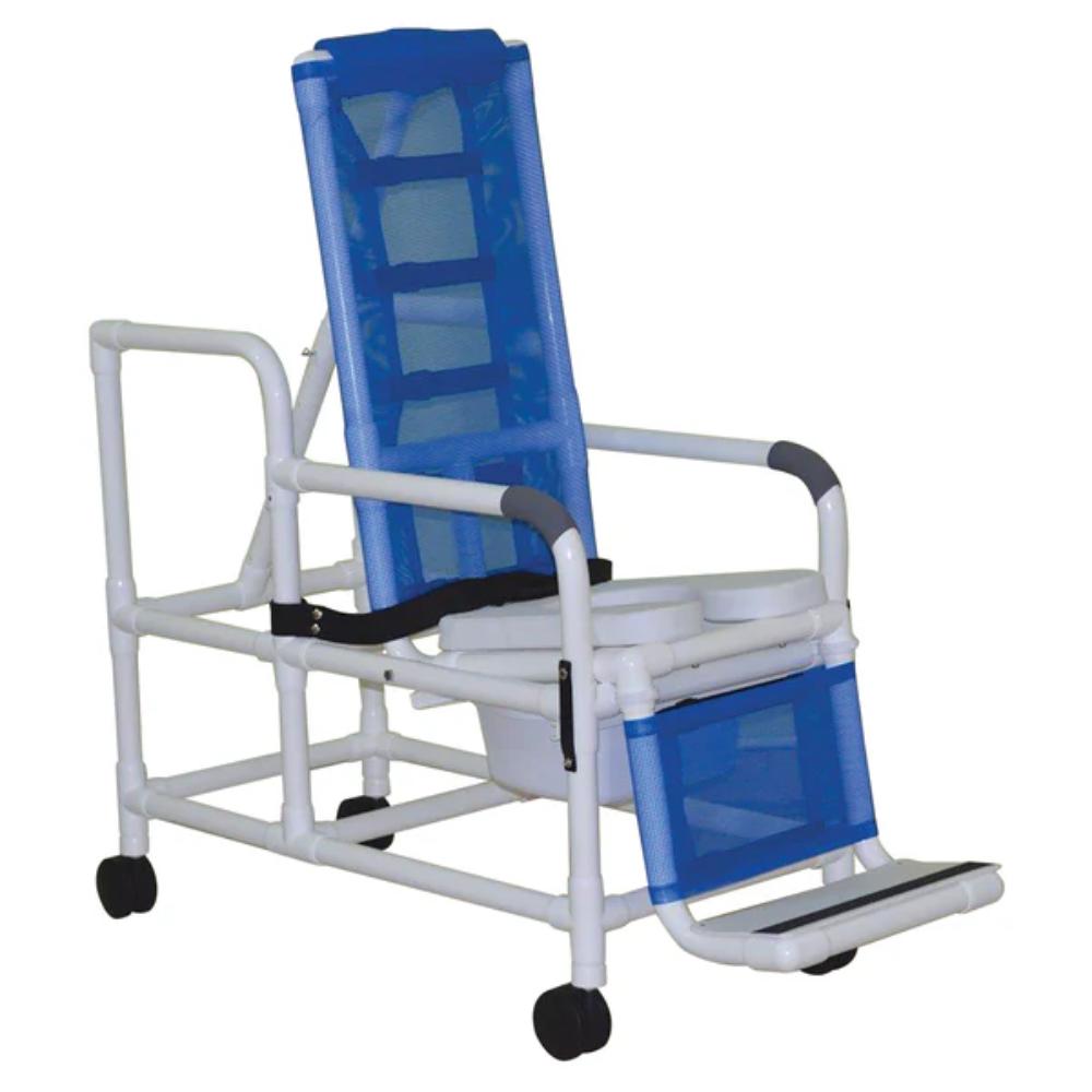 MJM International 193-TIS-SQ-PAIL Tilt "N" Space Shower Chair With Open Front Soft Seat, Buckle Safety Belt And Double Drop Arms, 250 Lbs Weight Capacity