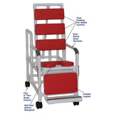 MJM International 193-TIS-TP Tilt "N" Space Shower Chair Open Front Soft Seat, Total Padding, Buckle Safety Belt, 250 Lbs Weight Capacity
