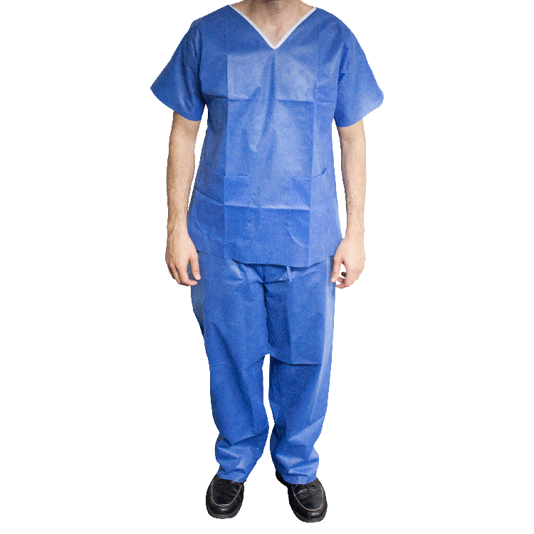 Dynarex Disposable Scrub Shirt, V-Neck - X-Large, Light Blue (30 Count)