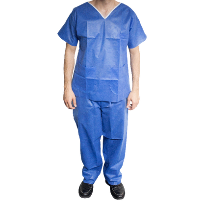 Dynarex Disposable Scrub Shirt, V-Neck - X-Large, Light Blue (30 Count)