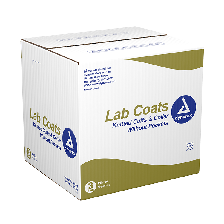 Dynarex Lab Coat w/out Pockets - 10ea/bx, 3bxs/cs (30 Count)