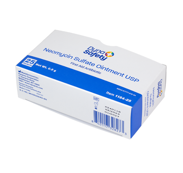 Dynarex Neomycin Sulfate Ointment USP 0.9g, 25/bx, 72bxs/case (1800 Count)
