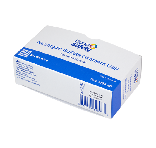 Dynarex Neomycin Sulfate Ointment USP 0.9g, 25/bx, 72bxs/case (1800 Count)