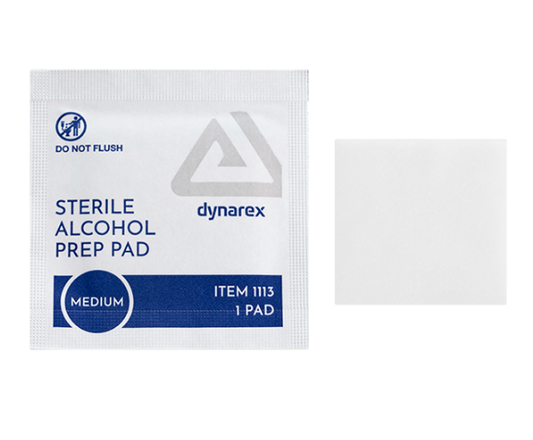 Dynarex Alcohol Prep Pad - Sterile, Medium, 50/bx, 40bxs/case (2000 Count)