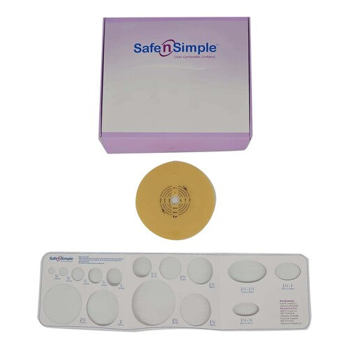Safe N Simple 2-Piece Round Wafer Extended Wear with Solid Hydrocolloid, Flange Cut to Fit (40 Count)