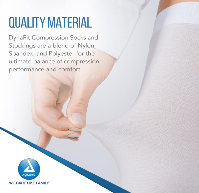 Dynarex DynaFit Compression Stockings - Knee, X-Large, 12pairs/bx, 5bxs/case (60 Pairs)
