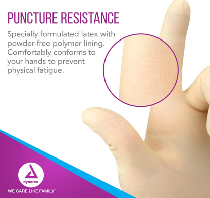 Dynarex Sterile Latex Surgical Gloves, 4 Mil Thick, Powder-Free, 50prs/bx, 4bxs/cs (200 Count)