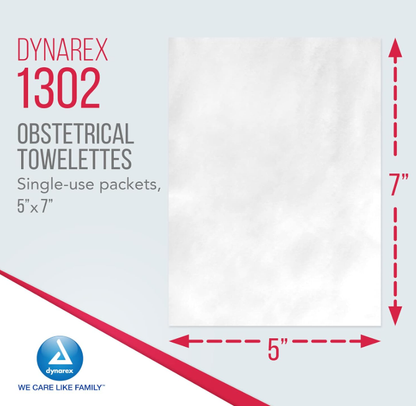 Dynarex Obstetrical Towelettes, 5" x 7", 100ea/bx, 10bxs/case (1000 Count)