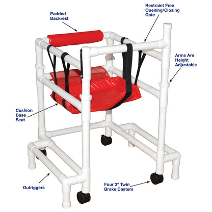 MJM International 415-OR-3TW 18" internal width- with anti-tip outriggers- 3" twin casters- height adjustable- 250 lbs weight capacity
