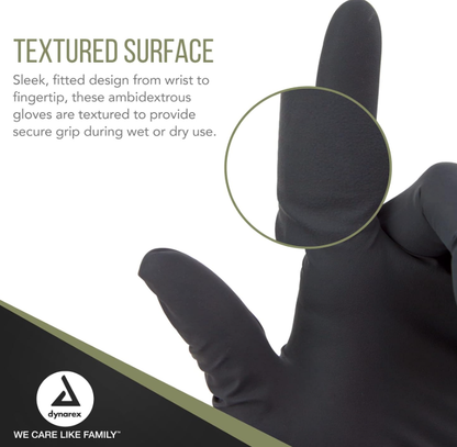 Dynarex Black Arrow Latex Exam Gloves, 6 Mil Thick, Powder-Free - 100/bx, 10bxs/cs (1000 Count)