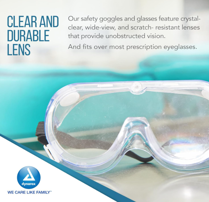 Dynarex Protective Eye Goggles, 50ea/cs (50 Count)