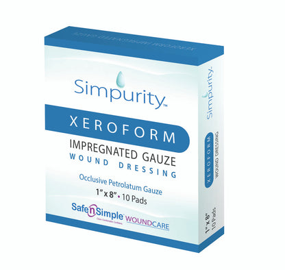 Safe N Simple Simpurity Xeroform Petrolatum Impregnated Gauze Wound Dressing (100 Count)