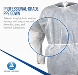 Dynarex Isolation Gown Poly - Coated Barrier, XX-Large, White - 5ea/bx, 10bxs/case (50 Count)