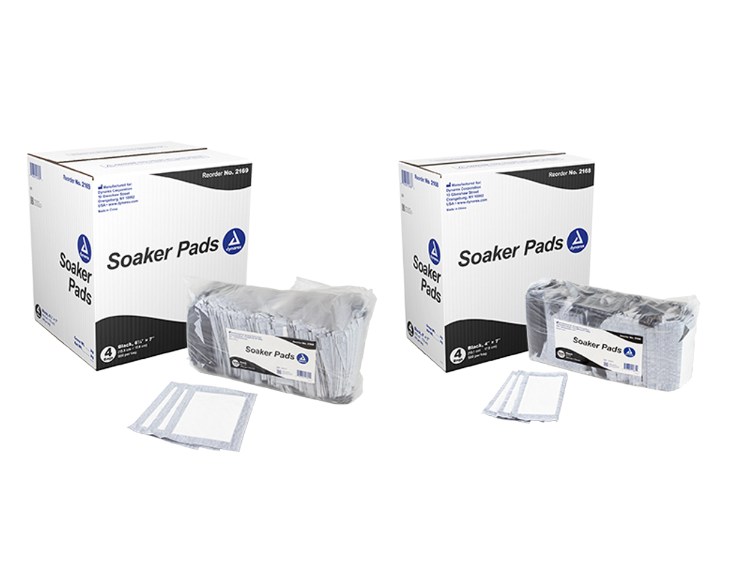 Dynarex Soaker Pads, Black - 500ea/bag, 4bags/case (2000 Count)