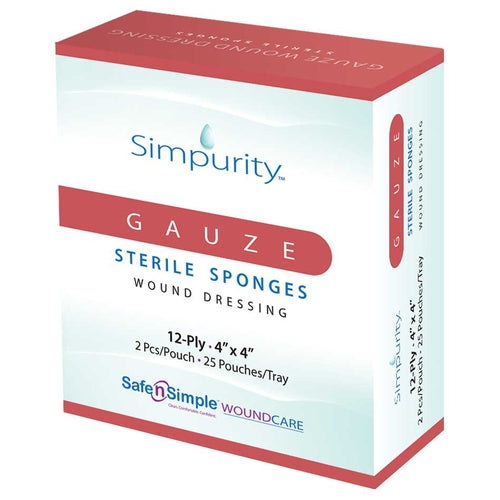 Safe N Simple Simpurity Gauze Sterile Sponge, 4 x 4 - 12 ply (400 Count)
