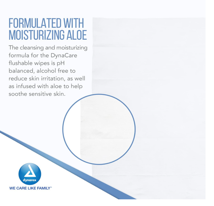 DynaCare Flushable Wipes - Adult, 9" x 13" Tub, 9tubs/case (540 Count)