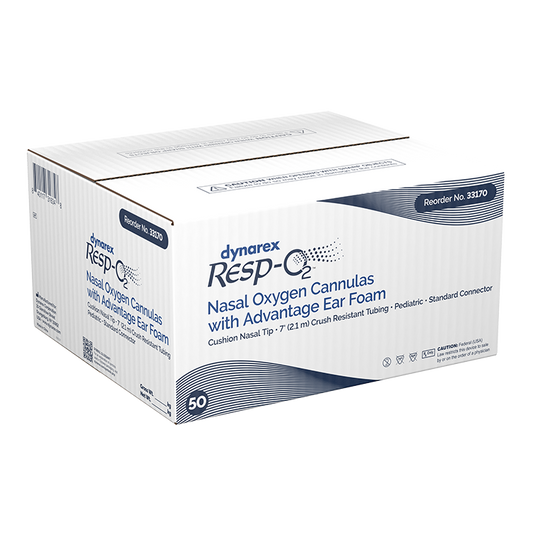 Dynarex Resp-O2 Nasal Oxygen Cannula, Cushion Tip w/Advantage Ear Foam (50 Count)