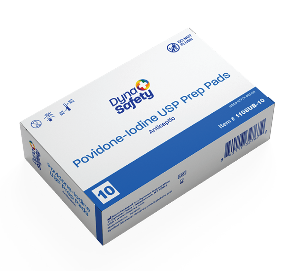 Dynarex Povidone Iodine Prep Pad Unit Box, Medium, 10/bx, 100bxs/case (1000 Count)