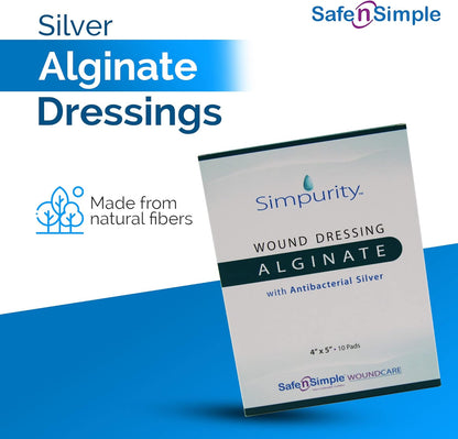 Safe N Simple Simpurity Silver Calcium Alginate Wound Dressing (160 Count)