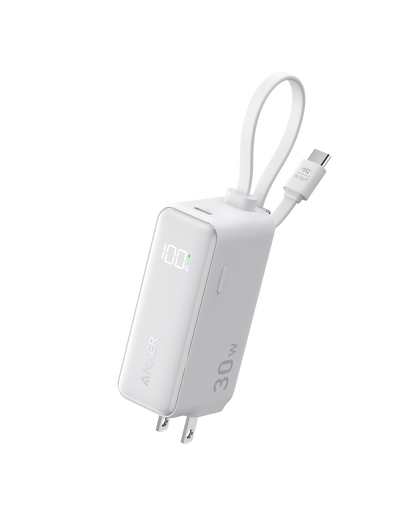 Anker Power Bank (30W, 5k,  Fusion, Built-In USB-C Cable)