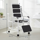 MJM International 193-SSDE-TP Reclining Padding Shower Chair With Open Front Soft Seat And Elevated Leg Extension, 325 Lbs Weight Capacity