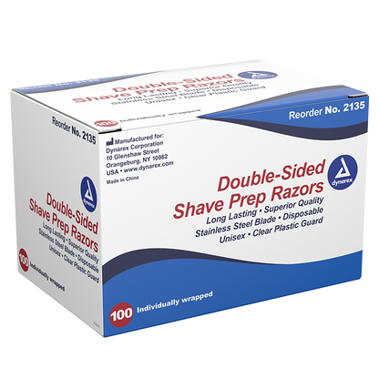 Dynarex Double Sided Shave Prep Razors, 100ea/bx, 5bxs/case (500 Count)