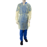 Dynarex Isolation Gown Fluid Resistant, Universal, Yellow - 5ea/bx, 10bxs/case (50 Count)
