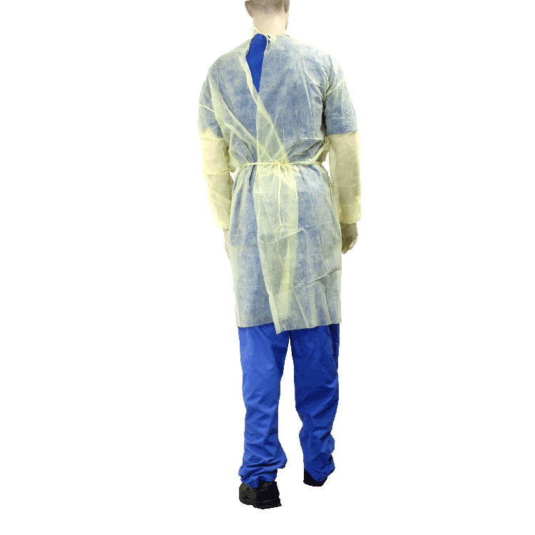 Dynarex Isolation Gown Fluid Resistant, Universal, Yellow - 5ea/bx, 10bxs/case (50 Count)